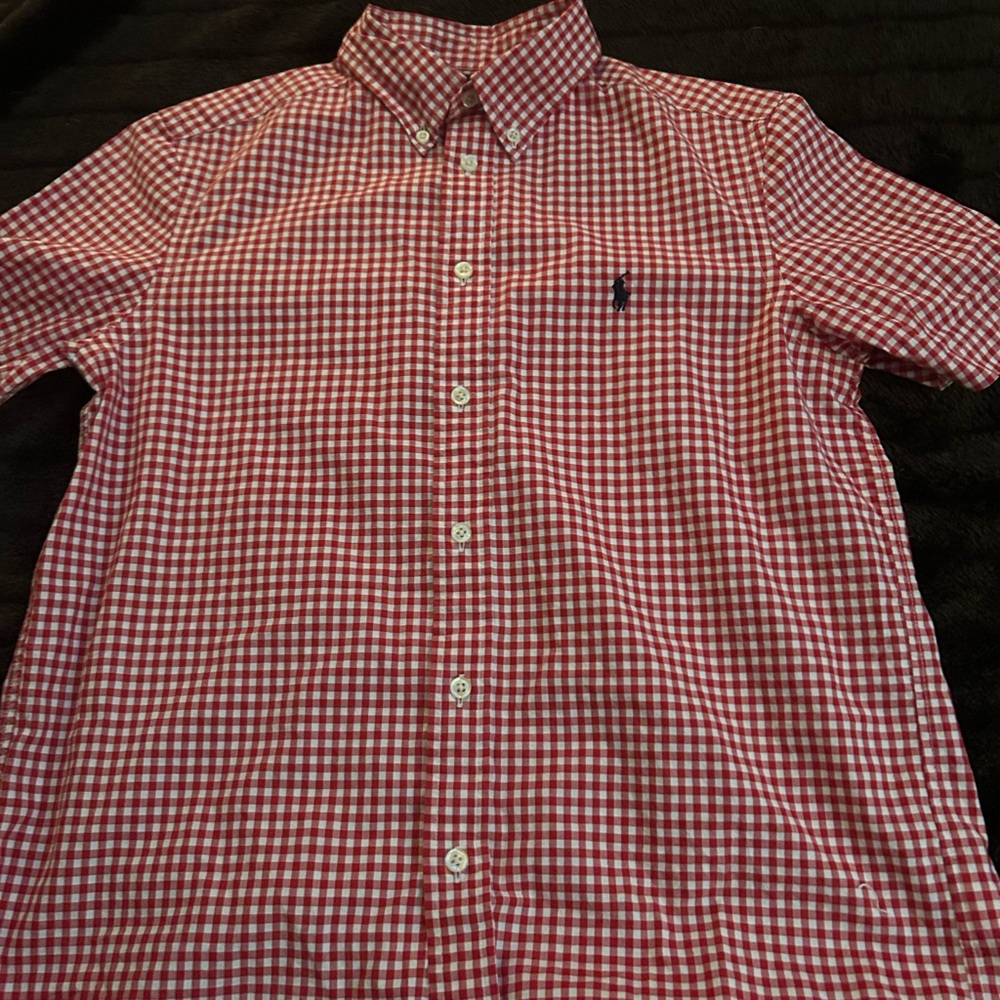 Ralph Lauren Kids Red and White Gingham Button-Down Shirt